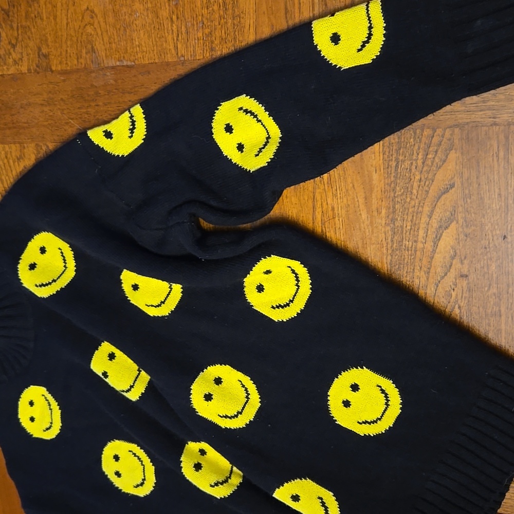 Streetwear Society Black Sweater with Yellow Smiley Faces - Picture 7 of 10